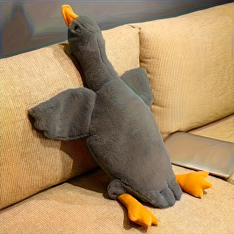 1pc Jouet en peluche de canard doux pour chiens, motif de dessin animé, polyester, stimule l'énergie, recommandé pour les races de taille moyenne, convient aux grands, moyens et petits animaux, jouet pour chien