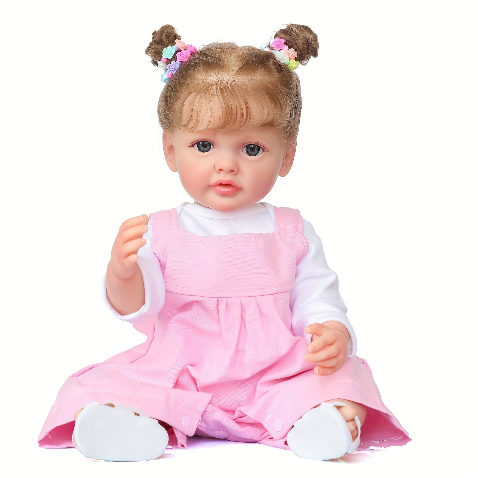 1pc Poupée Reborn Réaliste de 22 Pouces en Vinyle Complet, Jeune Fille Réaliste avec Veines Visibles, Jouet Baignable Cadeau pour Jeunes de 3 Ans et Plus, Objet de Collection