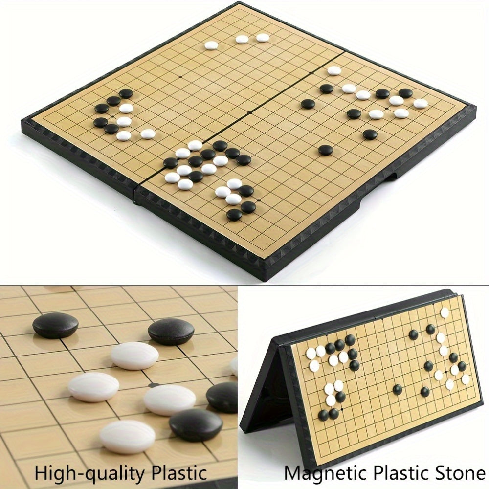 Ensemble de jeu de Go pliable magnétique de luxe de 11,41 pouces avec 19x tableau + 300 pièces noires et blanches, idéal pour les fêtes et les activités de plein air, Noël et Thanksgiving
