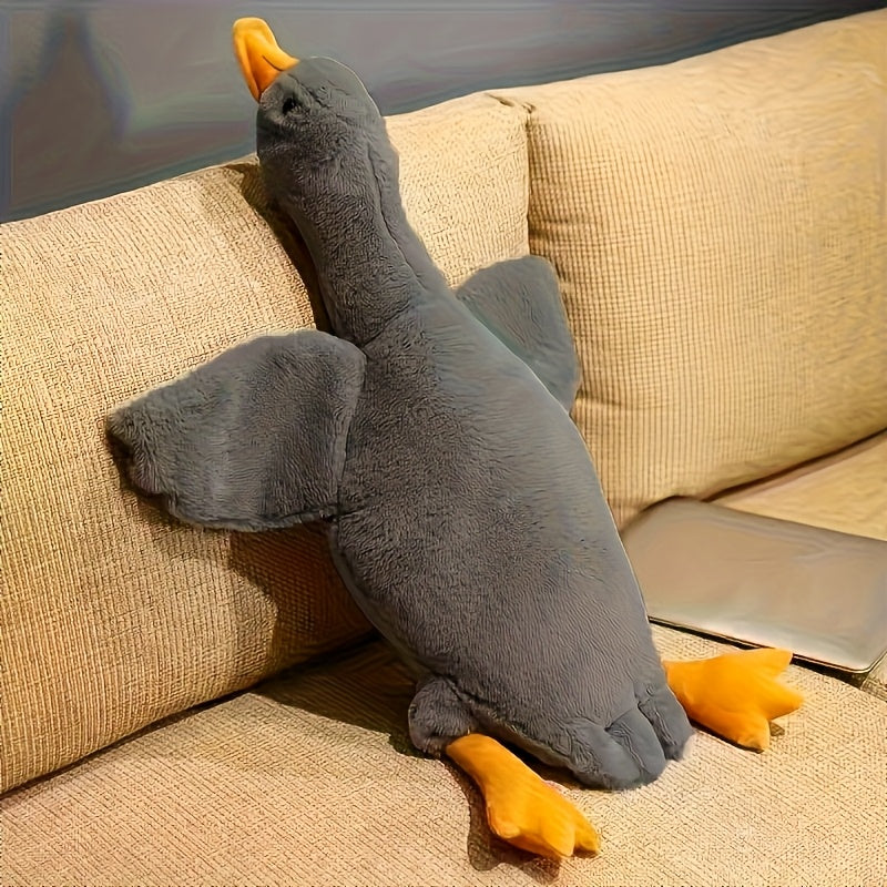 1pc Jouet en peluche de canard doux pour chiens, motif de dessin animé, polyester, stimule l'énergie, recommandé pour les races de taille moyenne, convient aux grands, moyens et petits animaux, jouet pour chien
