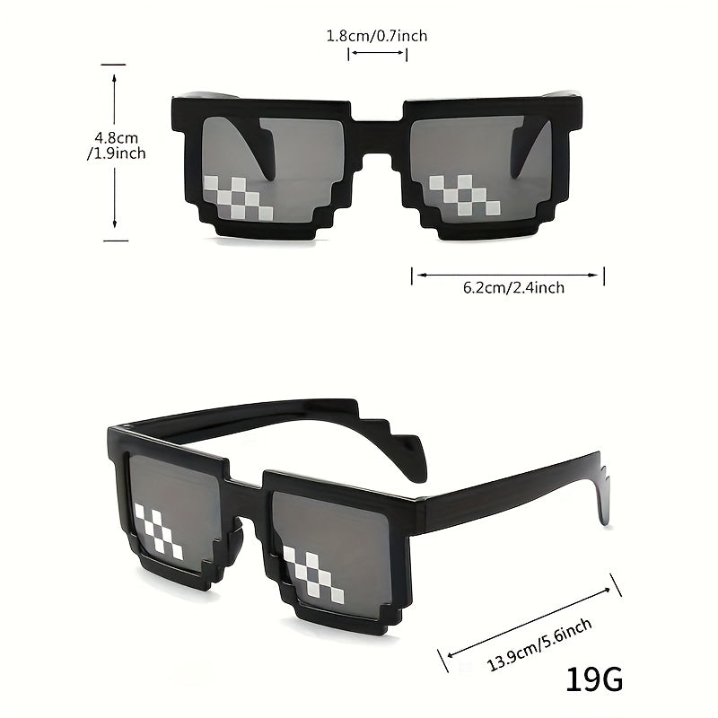 1 Paire de Lunettes Tendance pour Jeunes avec Design Pixelisé en Forme de Coche - Monture Carrée Noir\u002FBlanc, Accessoires Décoratifs Casuals pour Garçons & Filles 3-14 Ans, Fêtes, Accessoires Photo, Lunettes Durables pour Ados