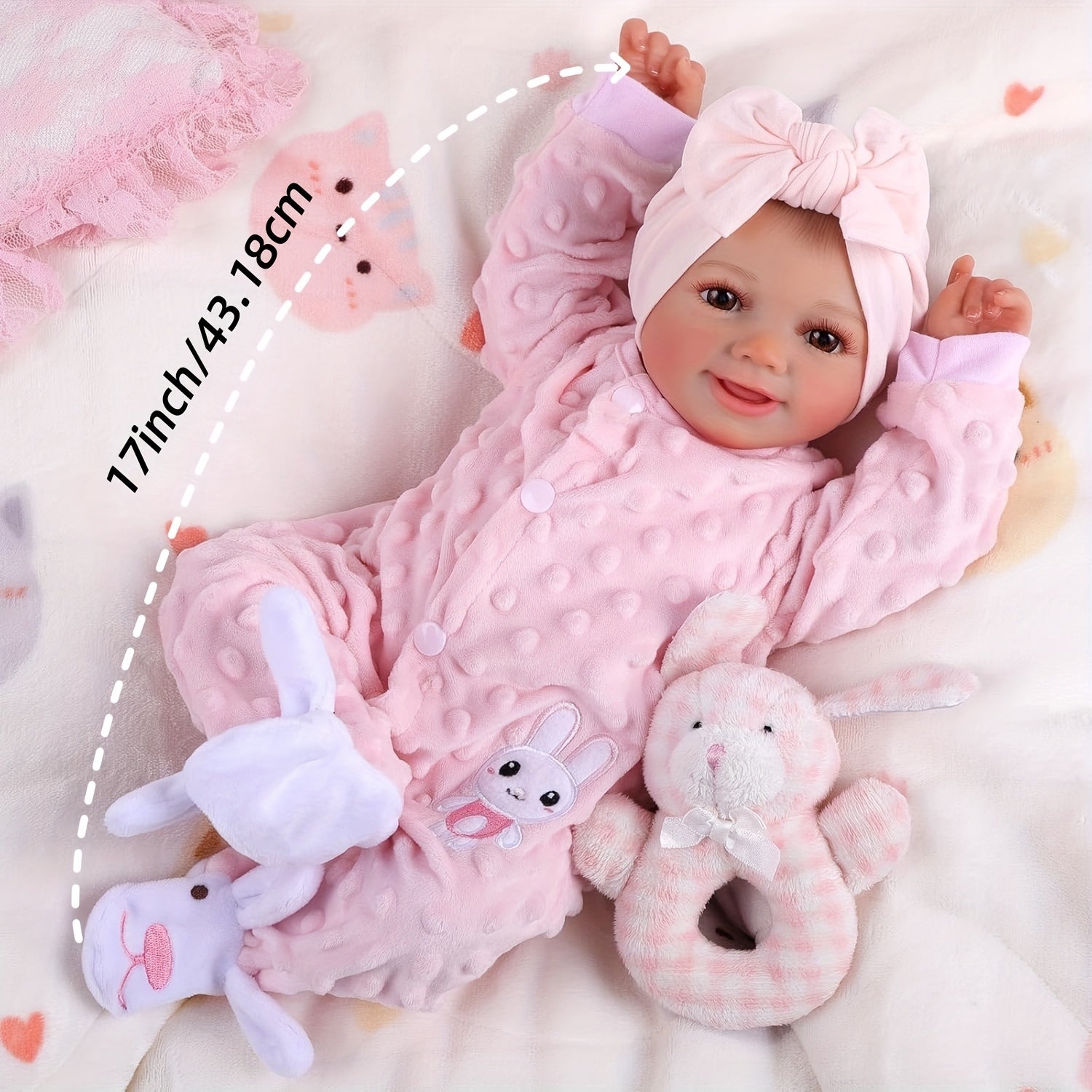 Baby Dolls Reborn BABESIDE Sunny - 17 Pouces Mignonnes et Réalistes, Poupées Bébé Souriantes et Posables avec Accessoires Complets pour Cadeaux pour Enfants de 3 Ans et Plus