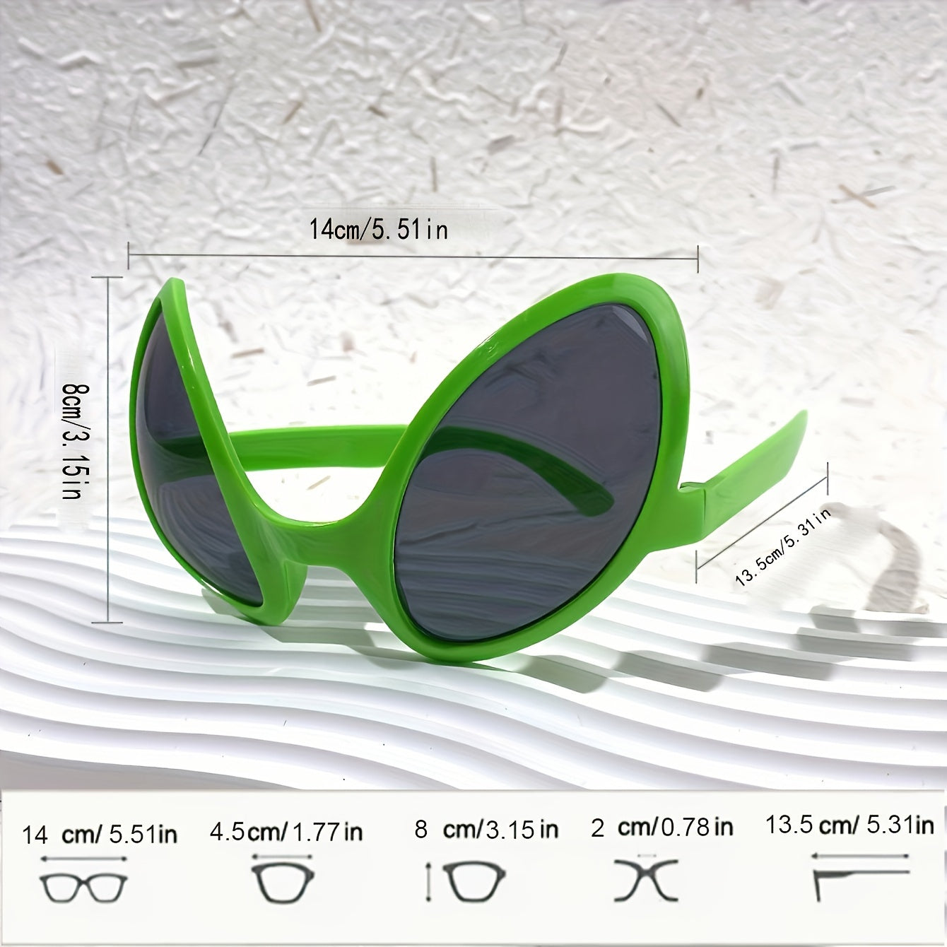 10pcs Alien Eyewear - Lunettes vertes en polycarbonate avec verres noirs, accessoires amusants pour costumes pour anniversaires et fêtes, accessoires décoratifs unisexe, accessoire de fête | Design futuriste | Lunettes durables
