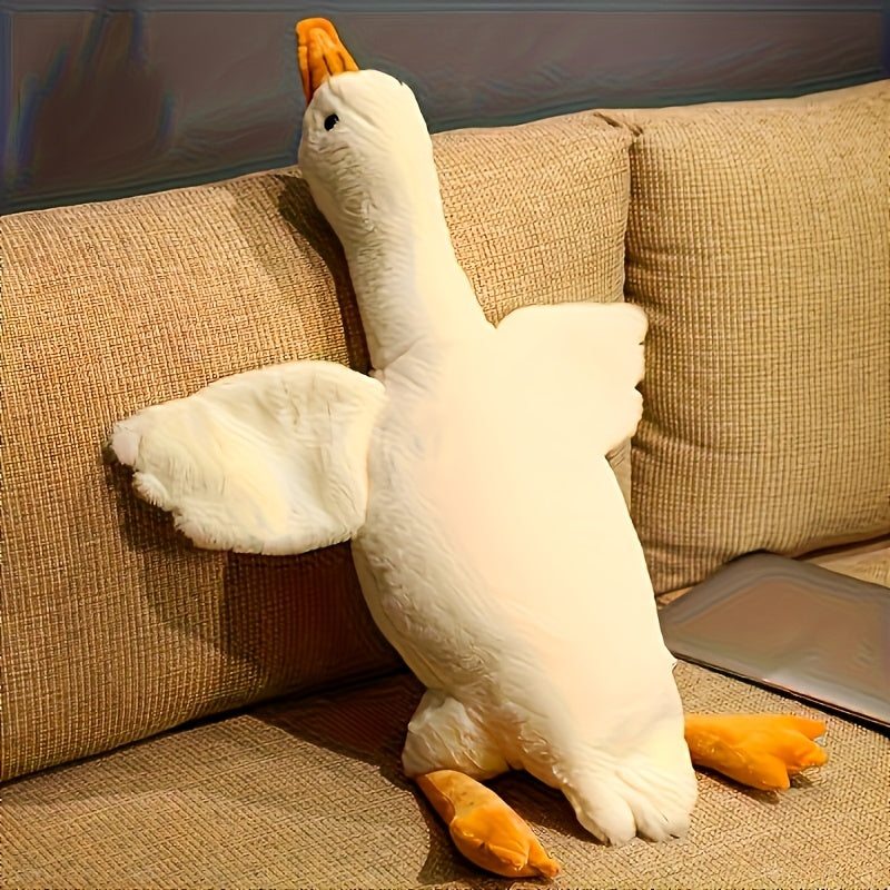 1pc Jouet en peluche de canard doux pour chiens, motif de dessin animé, polyester, stimule l'énergie, recommandé pour les races de taille moyenne, convient aux grands, moyens et petits animaux, jouet pour chien