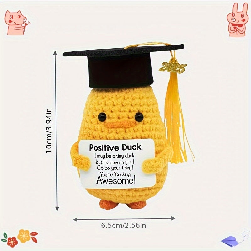 2025 Cadeau de Diplômation - Canard Mignon avec Toque et Carte, Présent Unique Tissé à la Main Parfait pour les Étudiantes Universitaires, Idéal pour les Fêtes de Remise des Diplômes
