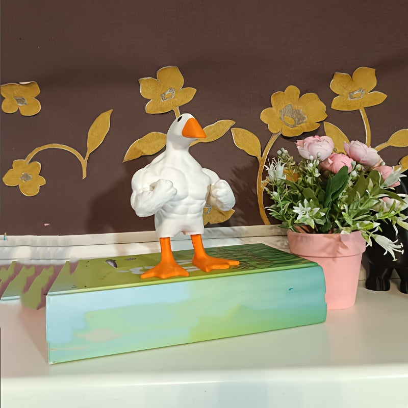 1pc Poupée Canard Musclé Résine Forte Statue de Canard de Dessin Animé Drôle Amusant Décoration de Maison Cadeau de Fête