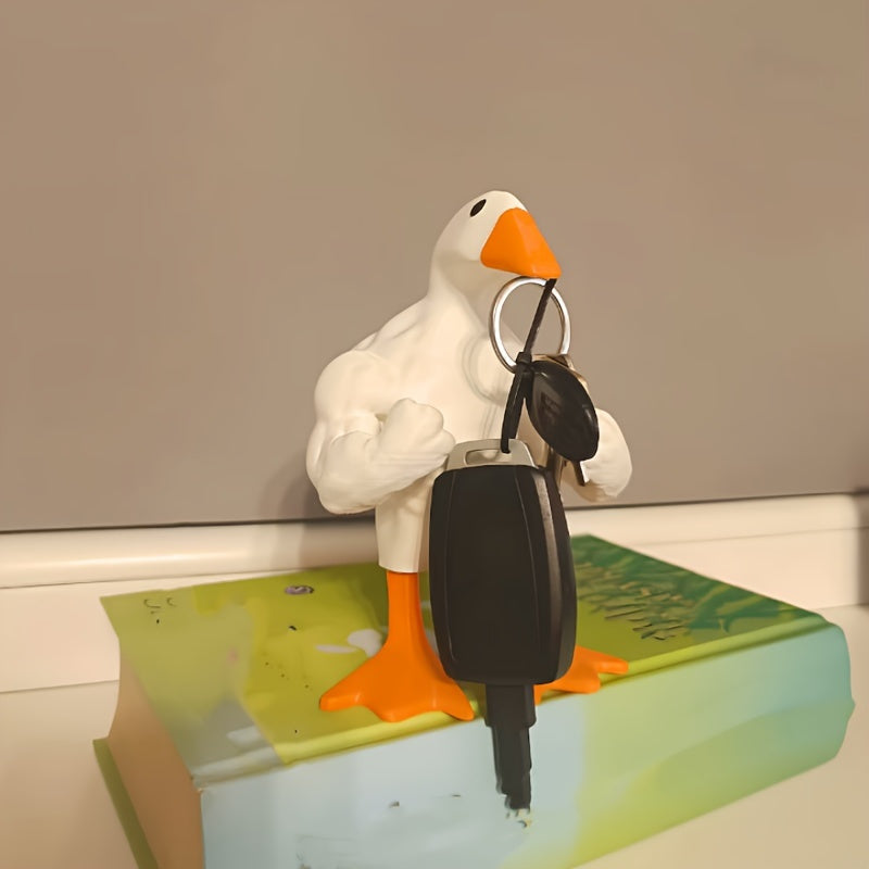 1pc Poupée Canard Musclé Résine Forte Statue de Canard de Dessin Animé Drôle Amusant Décoration de Maison Cadeau de Fête