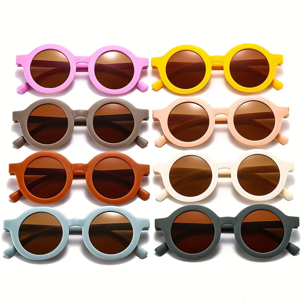 8pcs Lunettes Rondes Rétro Colorées pour Jeunes - Couleurs Mixtes, Design Sportif, Plastique Durable, Idéal pour les Photos, les Fêtes et les Anniversaires