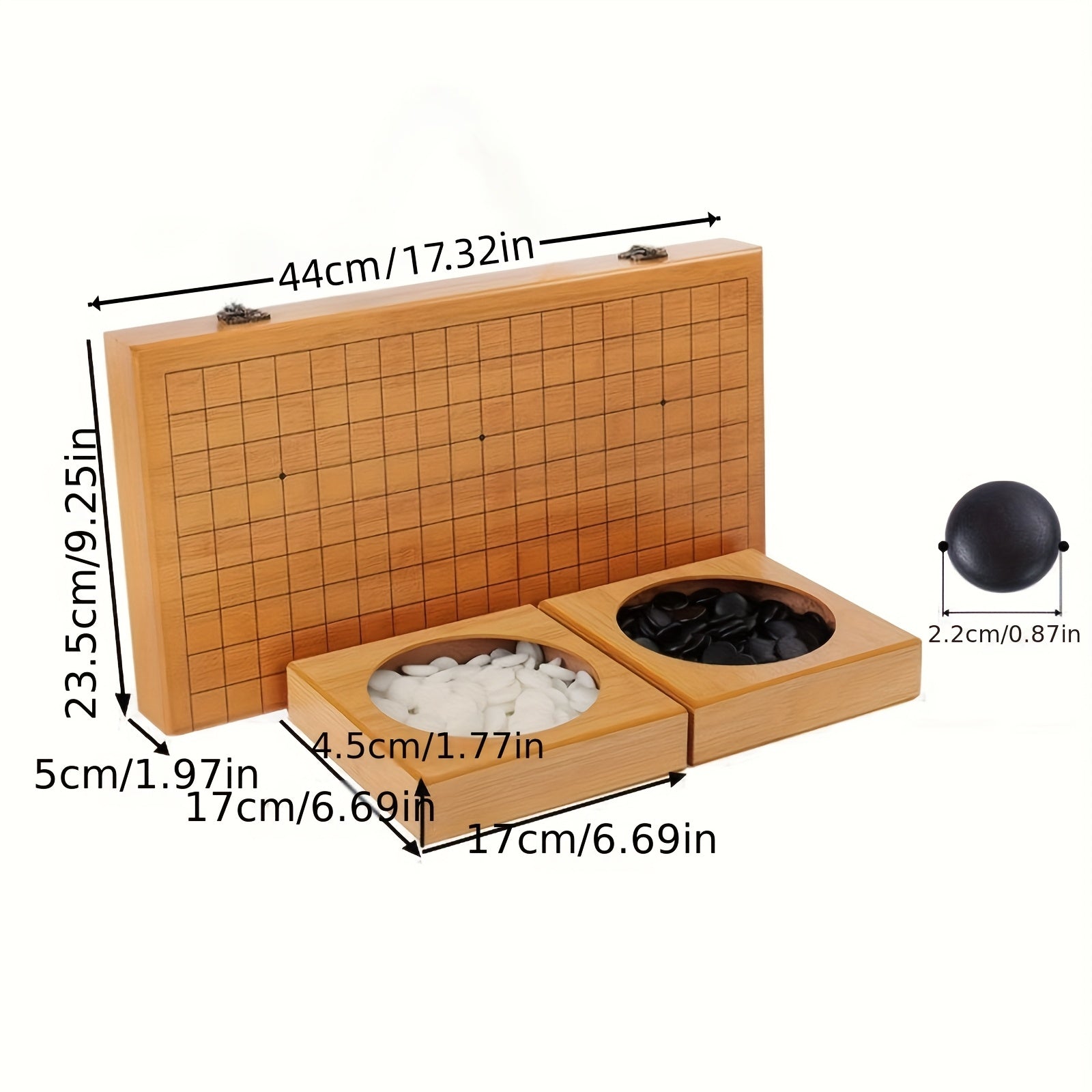 Jeu de Plateau Pliable en Bambou Go, Boîte de Jeu All Nature Go, Plateau de Jeu de Stratégie Chinois Weiqi Gomku Pliable avec 171 Pions d'Échecs en Imitation Jade et Deux Bols en Bambou