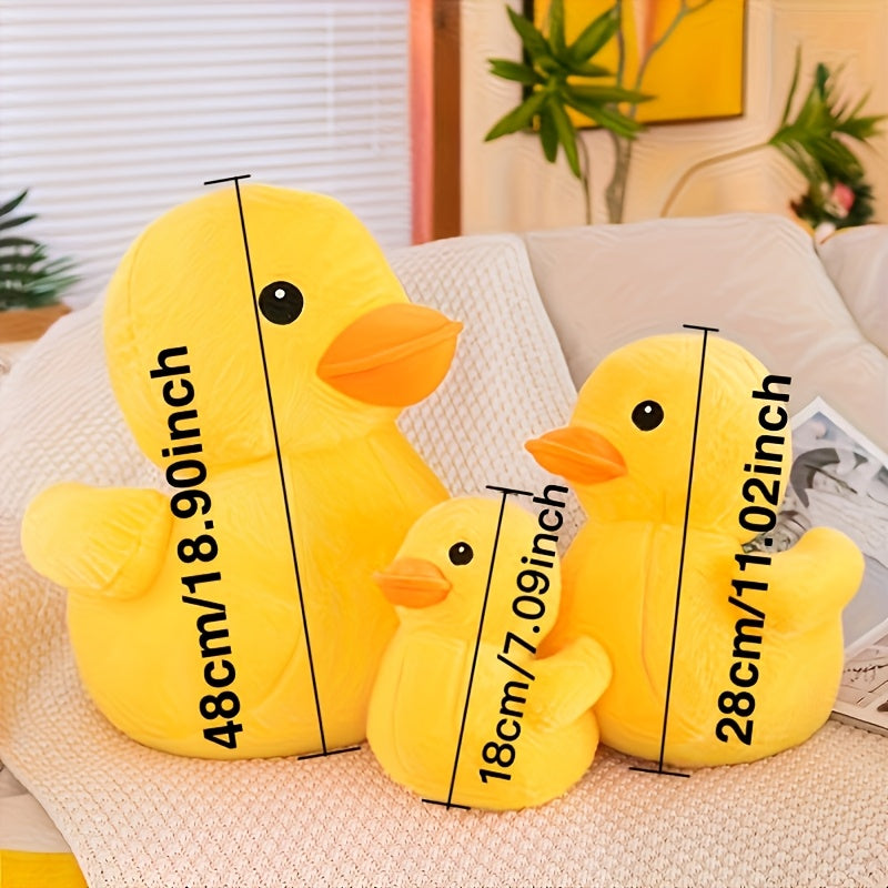 Oreiller en peluche canard jaune large ultra-doux - Jouet animal en peluche mignon avec des caractéristiques réalistes