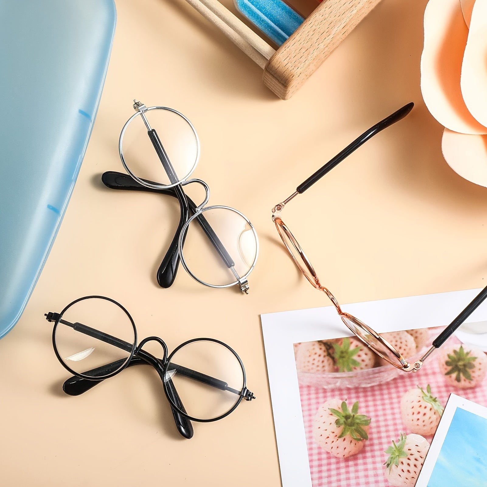 Lot de 3 Lunettes Adorables pour Animaux avec Monture en Fil Métallique & Verres Transparents - Parfaites pour Poupées, Chats, Chiens | Convient aux Poupées de 8\