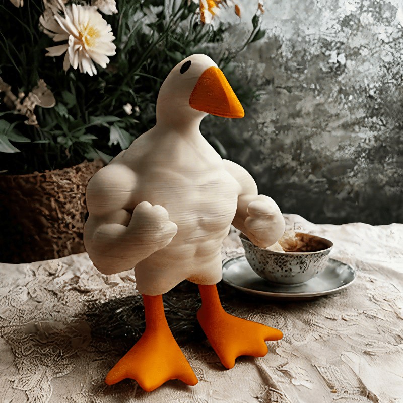 1pc Poupée Canard Musclé Résine Forte Statue de Canard de Dessin Animé Drôle Amusant Décoration de Maison Cadeau de Fête