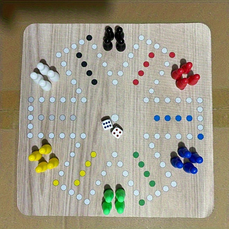 Jeu d'Échecs Volants pour 6 Joueurs - Grand Tapis de Souris de 9.45 pouces avec Plateau en Caoutchouc Coloré, 24 Pièces aux 6 Couleurs Vives, 2 Dés, Idéal pour les Réunions Familiales et Divertissement Festif