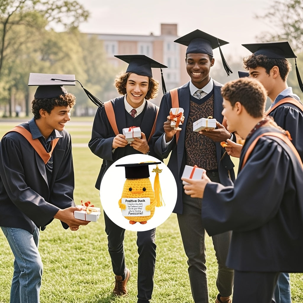 2025 Cadeau de Diplômation - Canard Mignon avec Toque et Carte, Présent Unique Tissé à la Main Parfait pour les Étudiantes Universitaires, Idéal pour les Fêtes de Remise des Diplômes