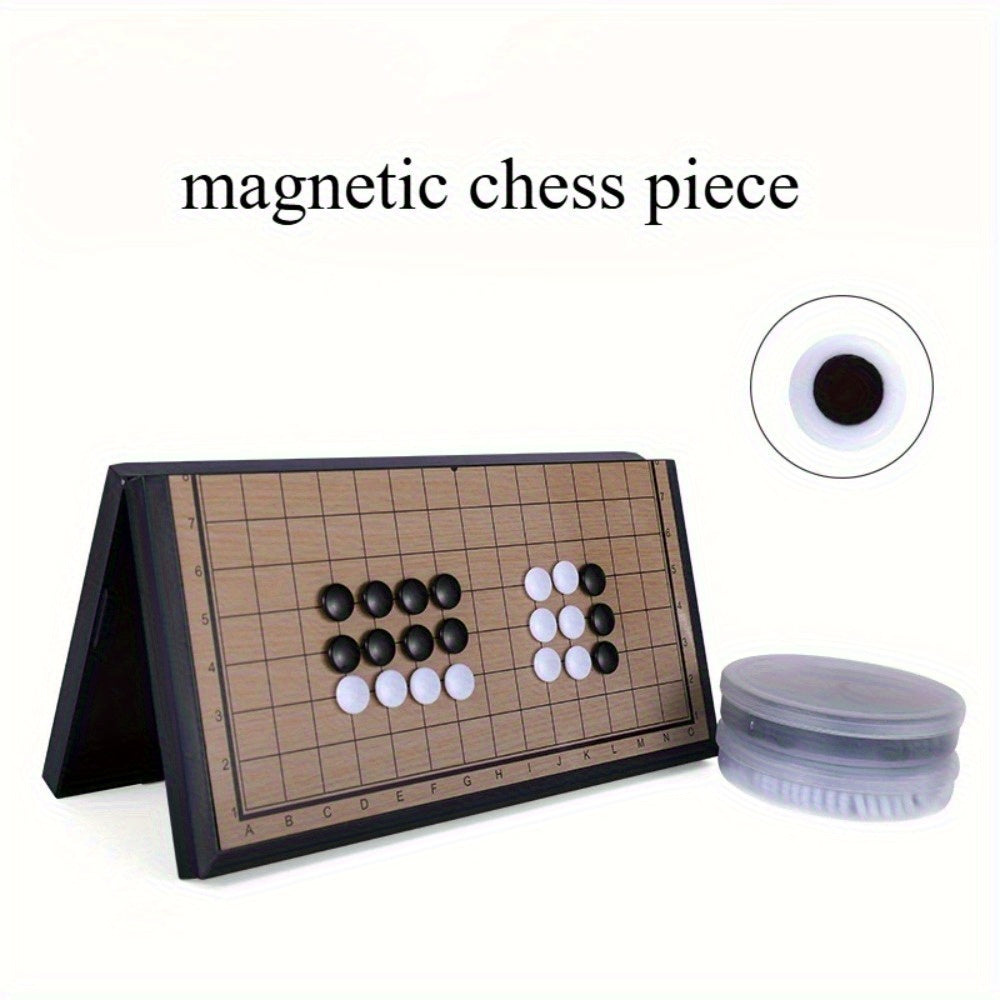 Jeu de Société Go Magnétique Pliable - Plateau Stratégique Portable avec Pièces Magnétiques Noires et Blanches en Matériau Plastique Durable - Idéal pour les Voyages, Soirées Familiales Amusantes - Cadeau d'Anniversaire Parfait