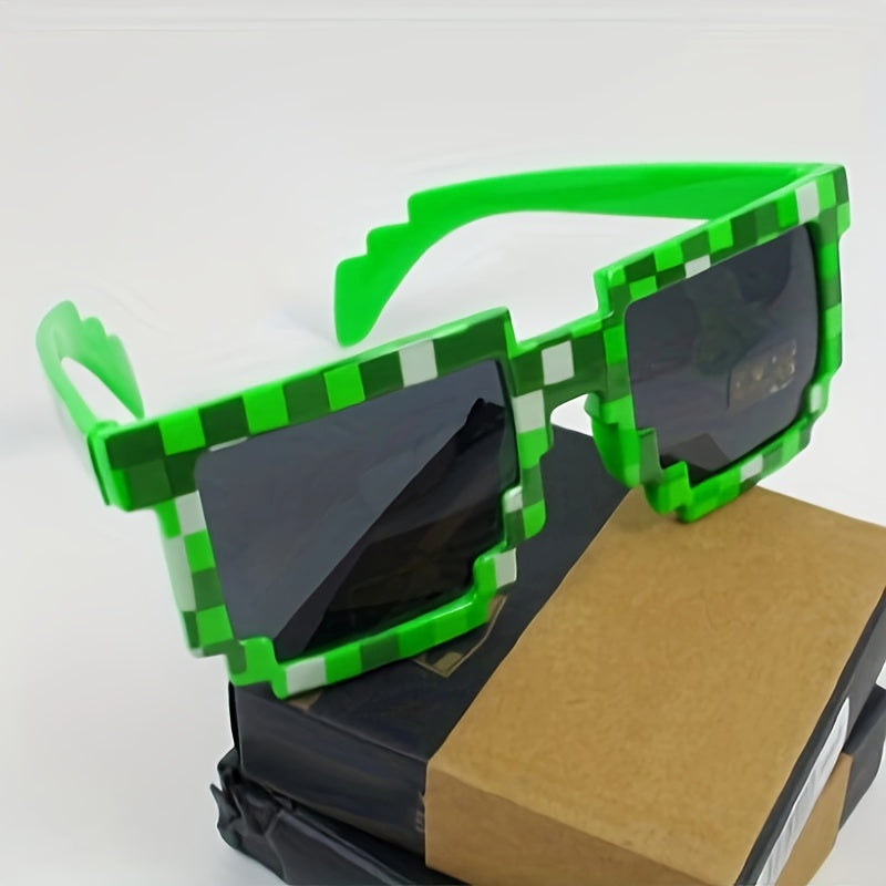 1pc\u002F3pcs\u002F5pcs - Lunettes Style Pixel, Lunettes de Mode, Lunettes Creeper, Lunettes Drôles, Lunettes Décoratives