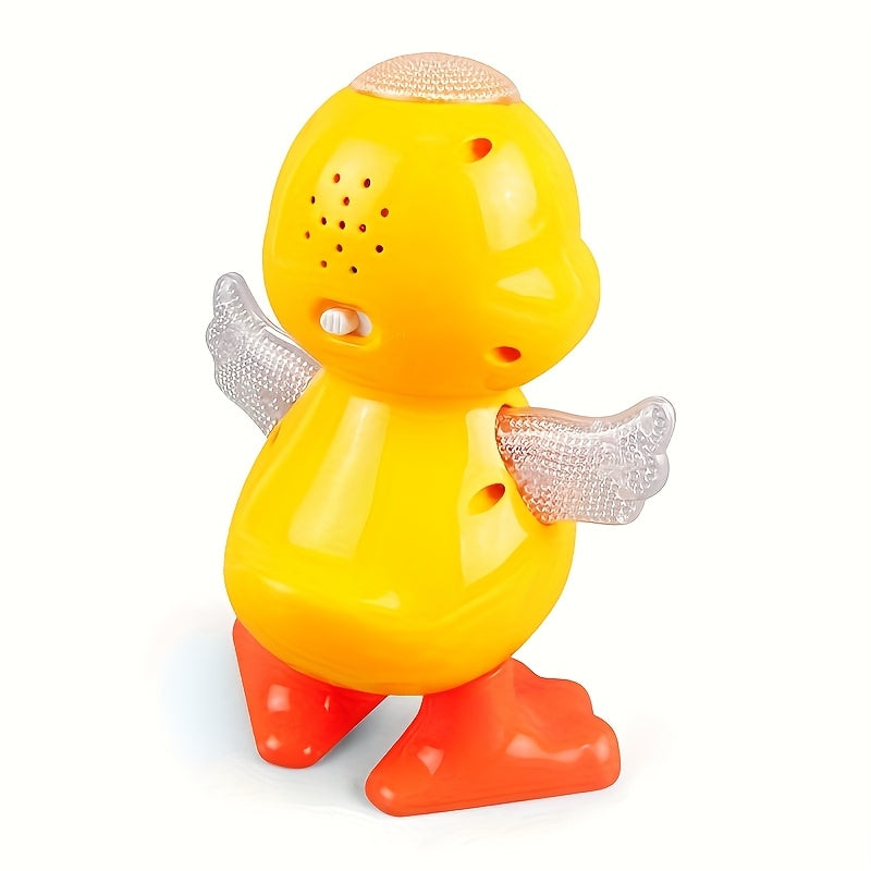 Canard dansant interactif avec musique, lumières dynamiques et effets de clignement des yeux, jouet éducatif en plastique durable pour enfants de 0 à 3 ans, piles non incluses
