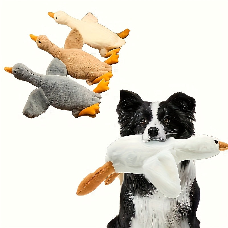 1pc Jouet en peluche de canard doux pour chiens, motif de dessin animé, polyester, stimule l'énergie, recommandé pour les races de taille moyenne, convient aux grands, moyens et petits animaux, jouet pour chien