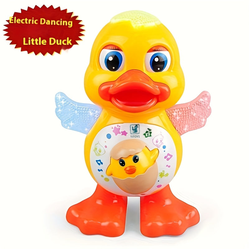 Canard dansant interactif avec musique, lumières dynamiques et effets de clignement des yeux, jouet éducatif en plastique durable pour enfants de 0 à 3 ans, piles non incluses